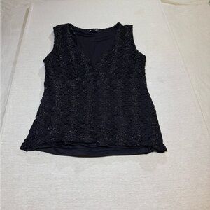 AB Studio Black Textured Tank Top